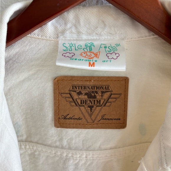Vintage White Sun Face Denim Jacket - Picture 6 of 6